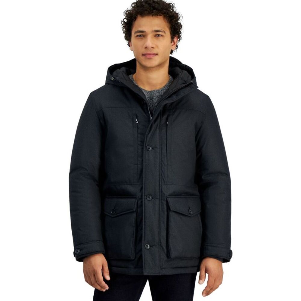 Michael Kors Mens Herringbone Hooded Parka Coat, NWT